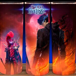 Solo Leveling Anime Sung JinWoo VS Blood Red Igris Cup Mug Tumbler 20oz